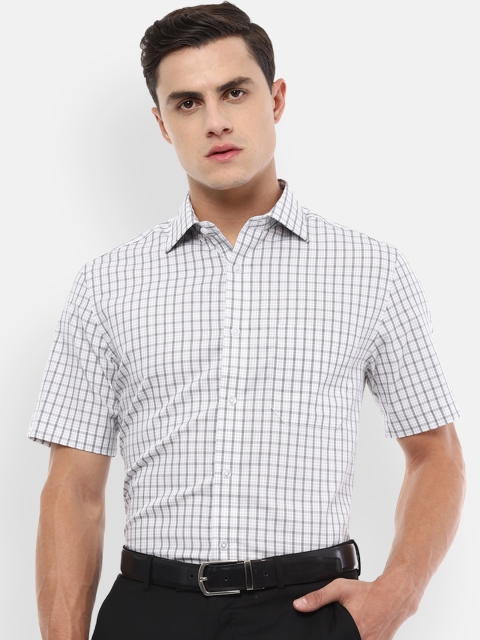 

Louis Philippe Men White & Grey Regular Fit Checked Formal Shirt