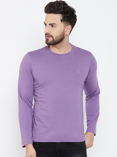 

Adobe Men Purple Solid Round Neck T-shirt