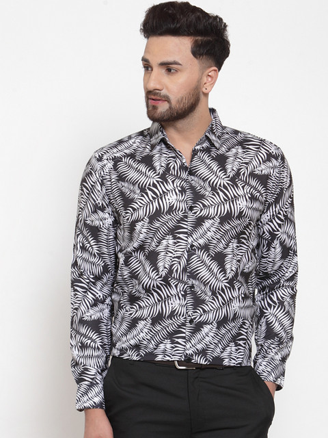 

JAINISH Men Black & White Regular Fit Printed Casual Shirt