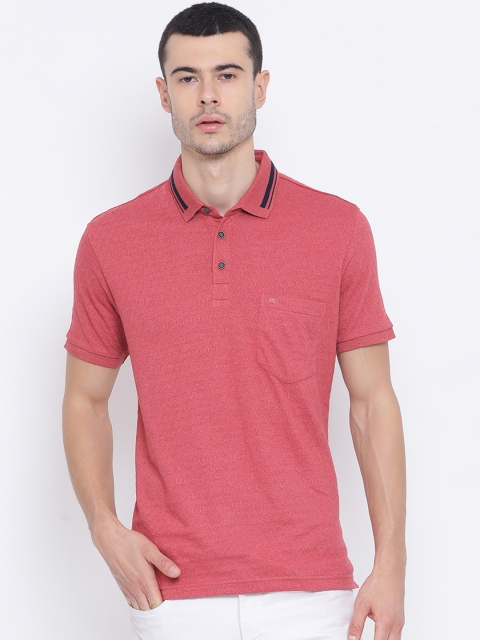 

Monte Carlo Men Coral Pink Solid Polo Collar T-shirt