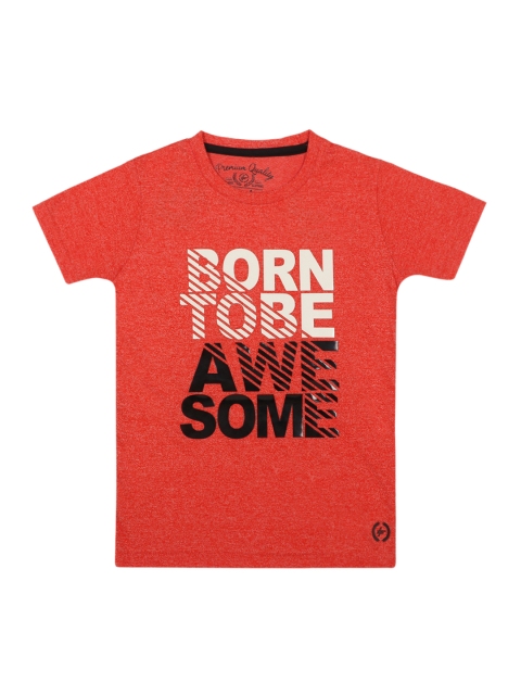 

Lil Tomatoes Boys Orange Printed Round Neck T-shirt