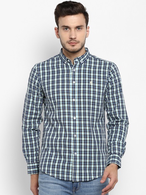 

Red Tape Men Navy Blue & Green Regular Fit Checked Casual Shirt