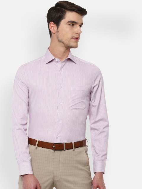 Louis Philippe Men Pink Regular Fit Striped Formal Shirt