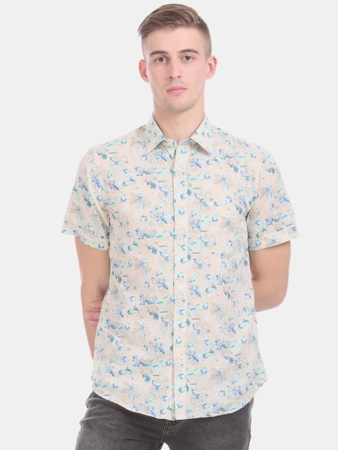 

U.S. Polo Assn. Men Beige Regular Fit Printed Casual Shirt