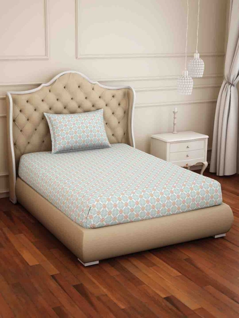 

Welspun Blue & Green Ethnic Motifs 150 TC Reversible Single Bedsheet with 1 Pillow Covers