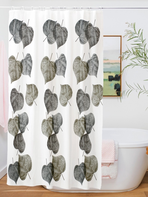 

Story@home White & Grey PVC Waterproof Water Repellent Designer Shower Curtain With Set Of 12 Hooks