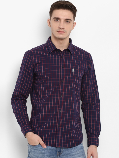 

Red Tape Men Navy Blue & Red Regular Fit Checked Casual Shirt