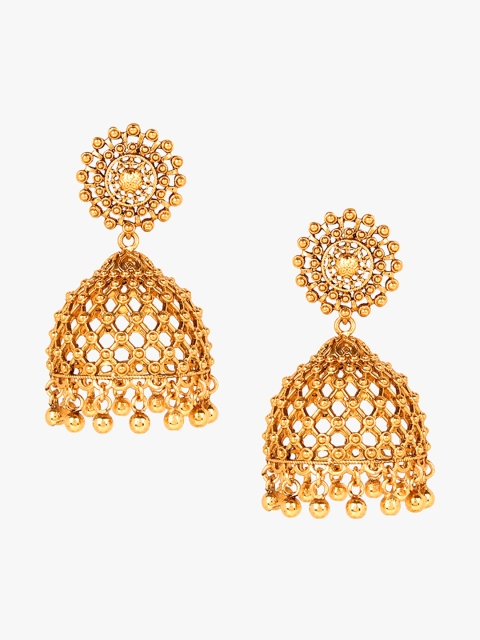

Adwitiya Collection Gold-Plated Dome Shaped Jhumkas