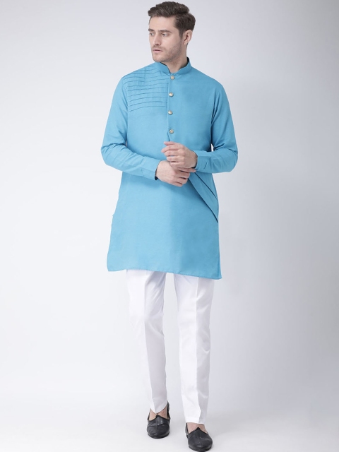 

SG LEMAN Men Blue & White Solid Kurta with Trousers