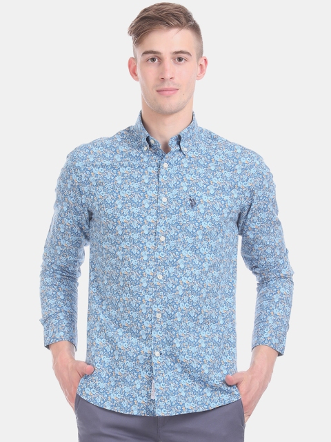

U.S. Polo Assn. Men Blue Regular Fit Printed Casual Shirt