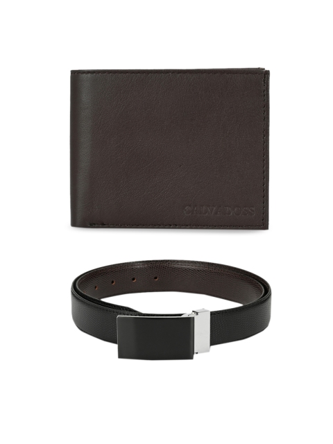 

Calvadoss Men Black & Brown Genuine Leather Accessory Gift Set