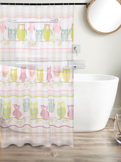 

Cortina White & Pink Printed Shower Curtain