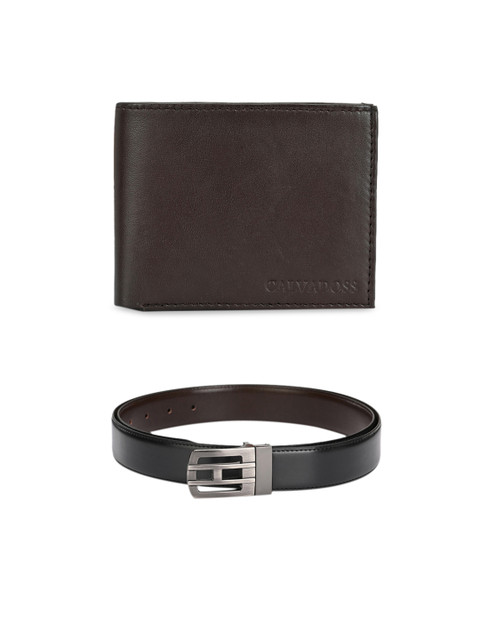 

Calvadoss Men Black Leather Accessory Gift Set