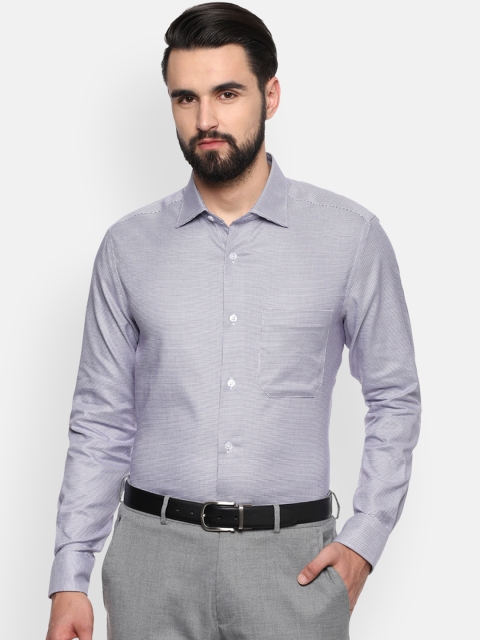 

Louis Philippe Men White & Navy Blue Regular Fit Printed Formal Shirt