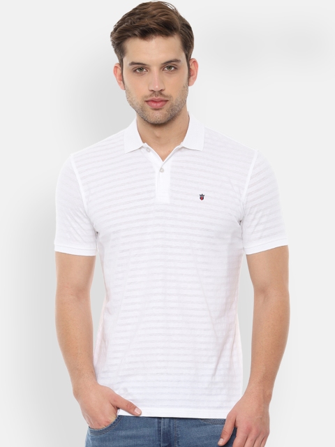 

Louis Philippe Sport Men White Striped Polo Collar T-shirt