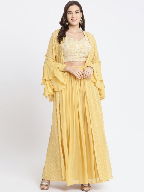 

Koskii Women Yellow & Off-White Printed Top with Palazzos