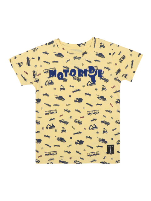 

Lil Tomatoes Boys Yellow Printed Round Neck T-shirt