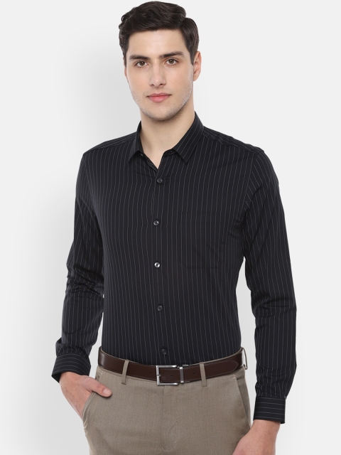

Louis Philippe Men Black Slim Fit Striped Formal Shirt