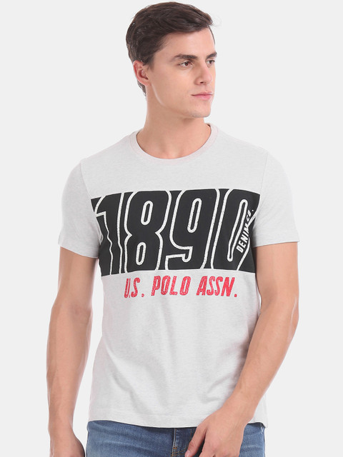

U.S. Polo Assn. Men Grey Printed Round Neck T-shirt