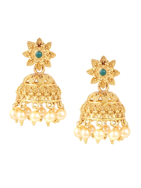 

Adwitiya Collection Gold-Plated Dome Shaped Jhumkas