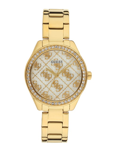 

GUESS Women White & Gold-Toned Analogue Watch GW0001L2