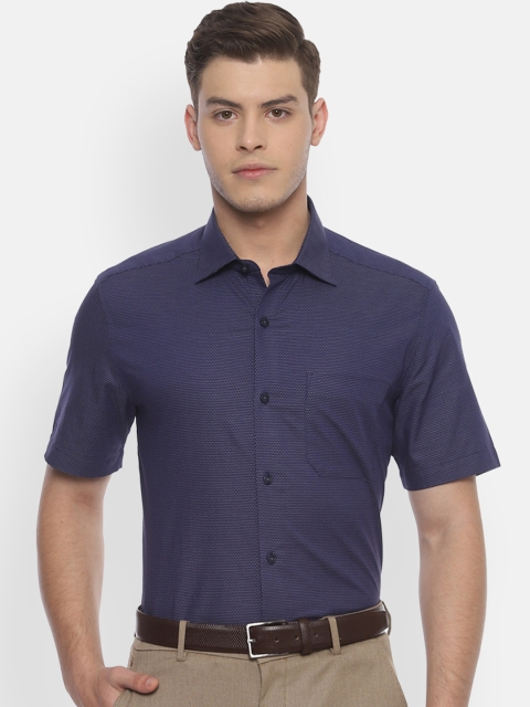 

Louis Philippe Men Navy Blue Regular Fit Self Design Formal Shirt