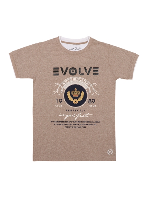 Lil Tomatoes Boys Beige Printed Round Neck T-shirt