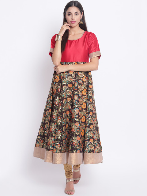 

Shakumbhari Women Red & Brown Printed A-Line Kurta