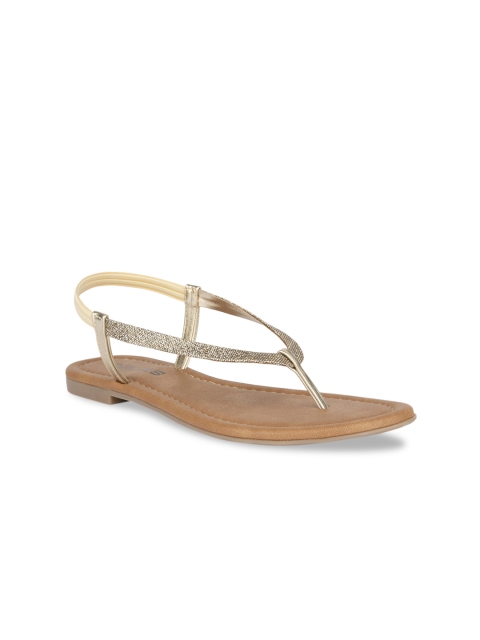 

SOLES Women Champagne Embellished Open Toe Flats