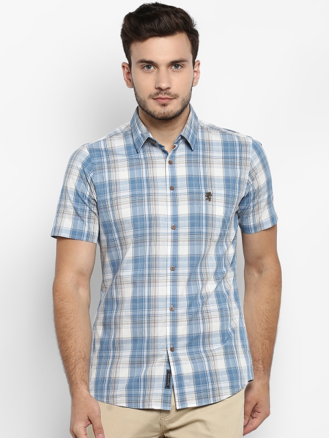 

Red Tape Men Blue & White Regular Fit Checked Casual Shirt
