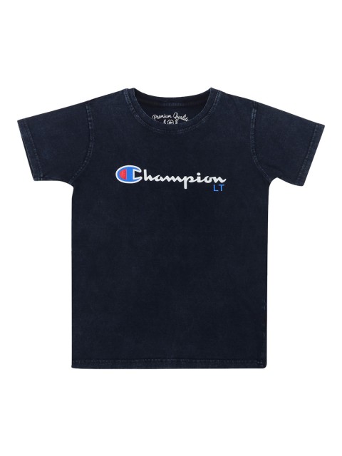 

Lil Tomatoes Boys Navy Blue Printed Round Neck Pure Cotton T-shirt