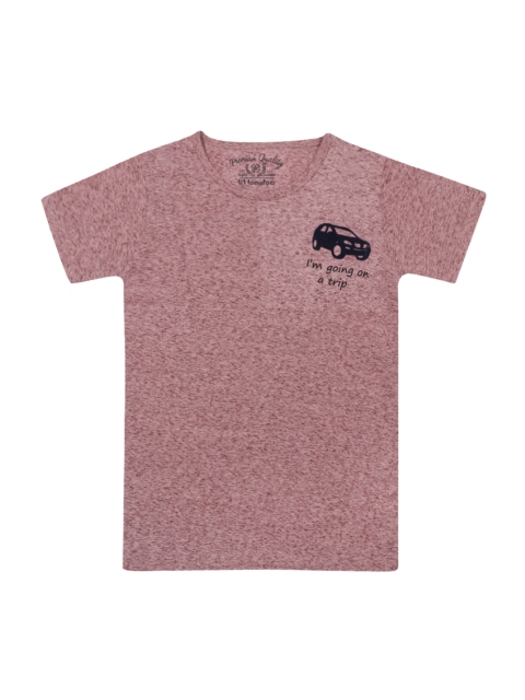 

Lil Tomatoes Boys Burgundy Printed Round Neck T-shirt