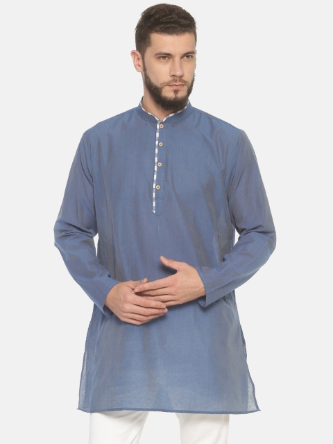 

TATTVA Men Blue Printed Straight Kurta