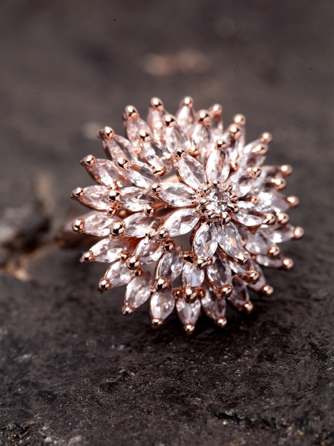 

Bhana Fashion Rose Gold-Plated AD-Studded Handcrafted Finger Ring