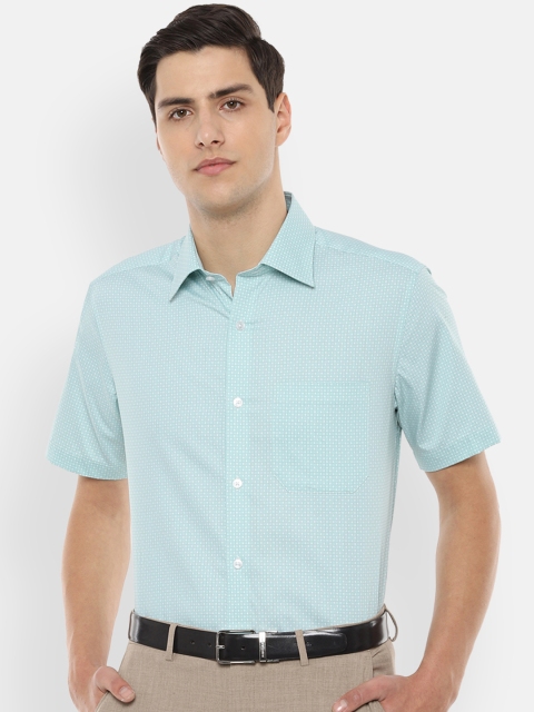 

Louis Philippe Men Sea Green Regular Fit Printed Formal Shirt