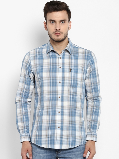 

Red Tape Men Blue & White Regular Fit Checked Casual Shirt