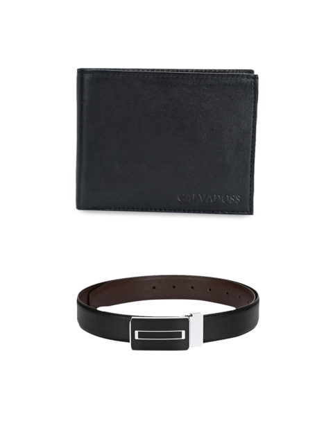 

Calvadoss Men Black & Brown Leather Accessory Gift Set