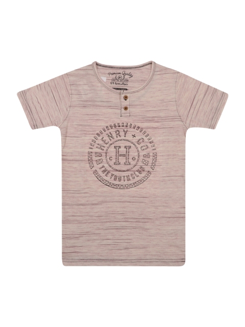 

Lil Tomatoes Boys Maroon Printed Henley Neck T-shirt