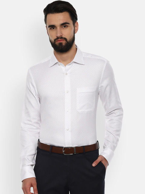 

Louis Philippe Men White Regular Fit Printed Formal Shirt