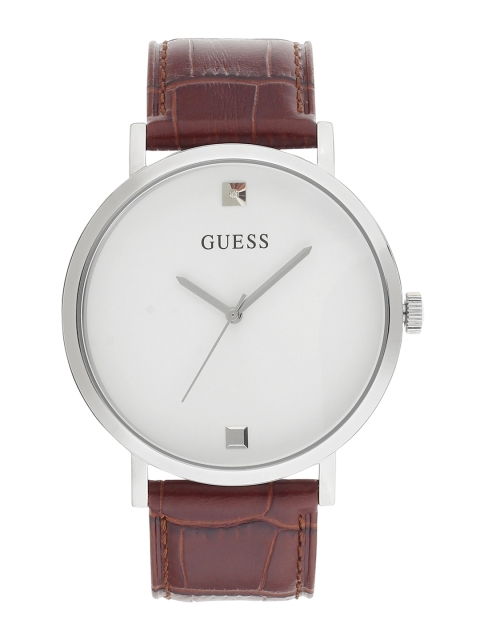 

GUESS Men Silver-Toned & Brown Analogue Watch