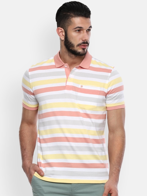 

Louis Philippe Men Multicoloured Striped Polo Collar T-shirt, Multi