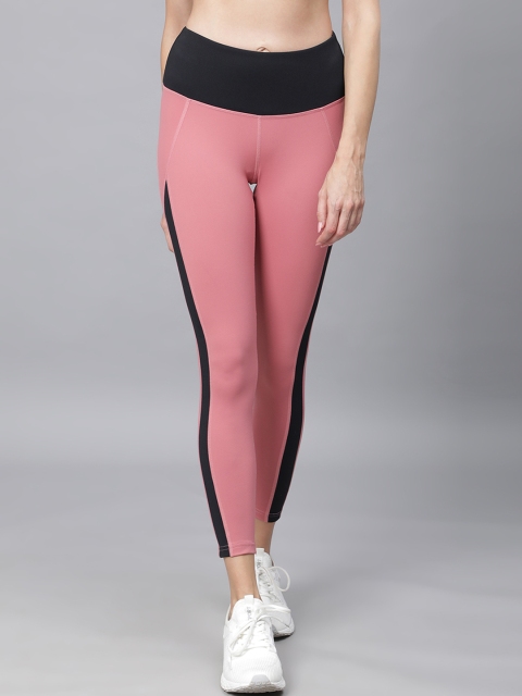 

Cultsport Women Pink & Black Colorblocked Ankle Length Leggings