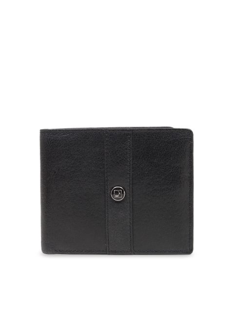 Da Milano Men Black Solid Leather Three Fold Wallet