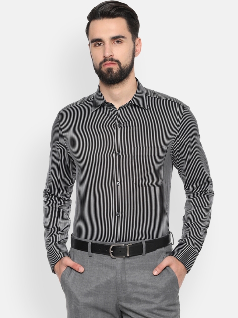

Louis Philippe Men Black & White Regular Fit Striped Formal Shirt
