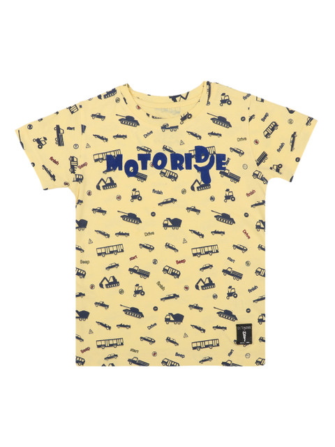 

Lil Tomatoes Boys Yellow Printed Round Neck T-shirt