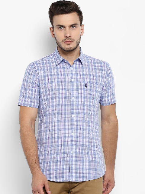 

Red Tape Men Purple & White Regular Fit Checked Casual Shirt