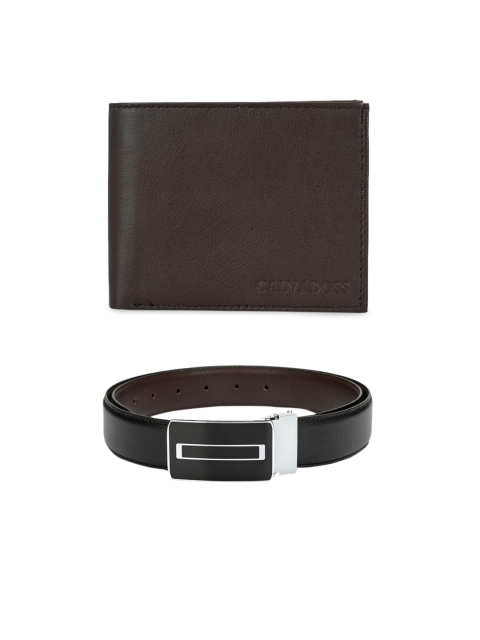 

Calvadoss Men Black & Brown Premium Belt & Wallet Gift Set