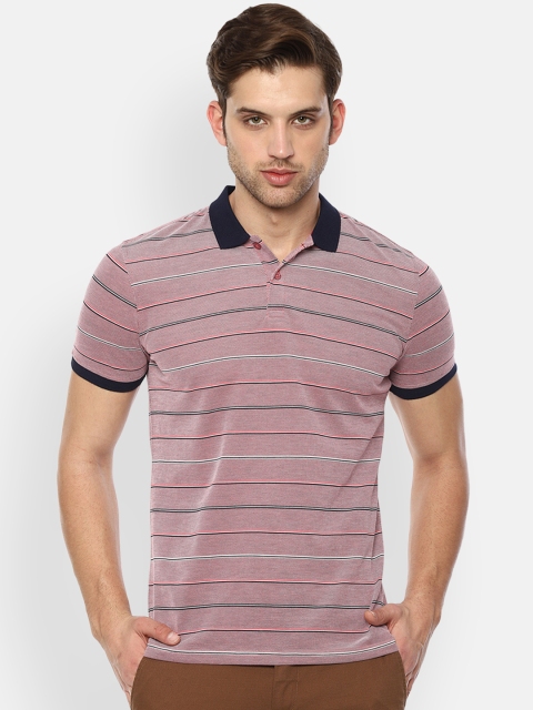 

Louis Philippe Sport Men Pink Striped Polo Collar T-shirt