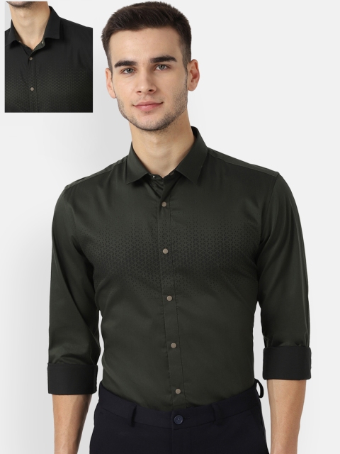 

Louis Philippe Sport Men Olive Green Reversible Slim Fit Printed Casual Shirt