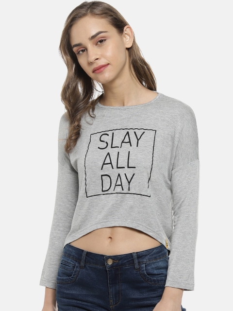 

Campus Sutra Women Grey Printed Top